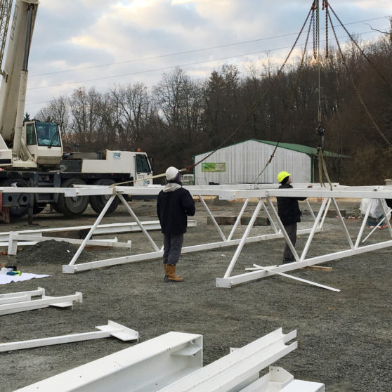 SUPER U ET DRIVE – COOP ATLANTIQUE charpente métallique en cours de chantier