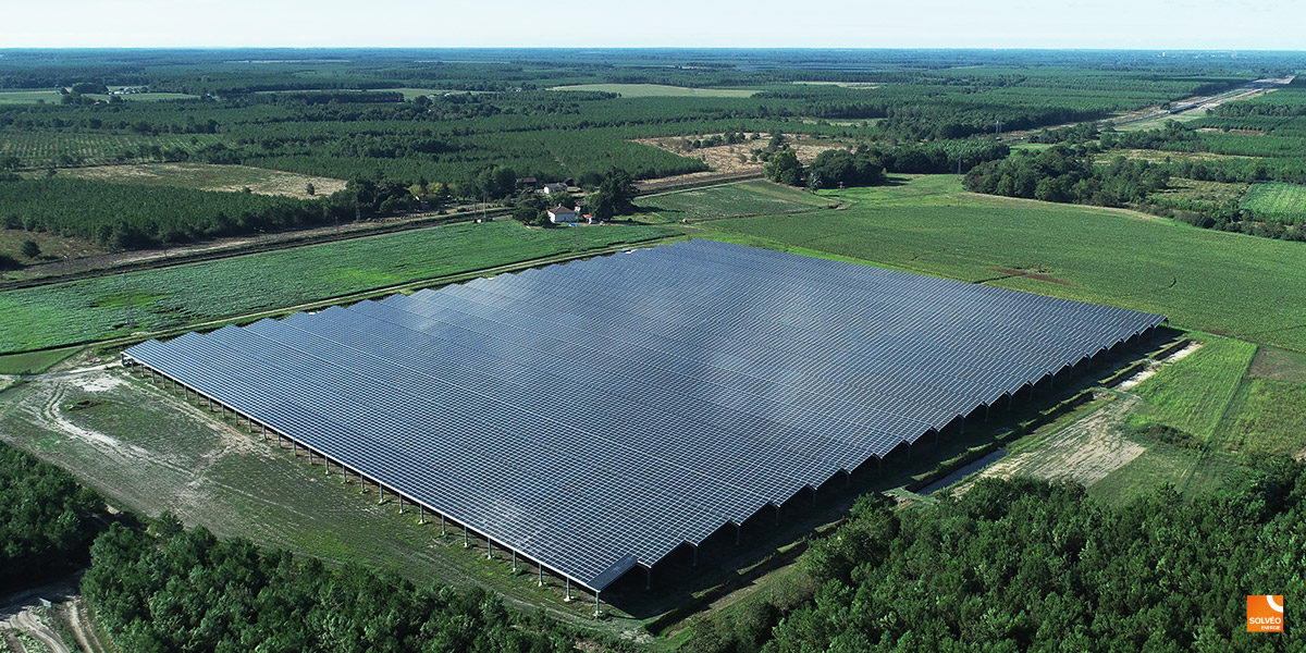 Versant Sud Est Ombrière photovoltaïque agricole - Solveo / Rion-des-Landes (40)