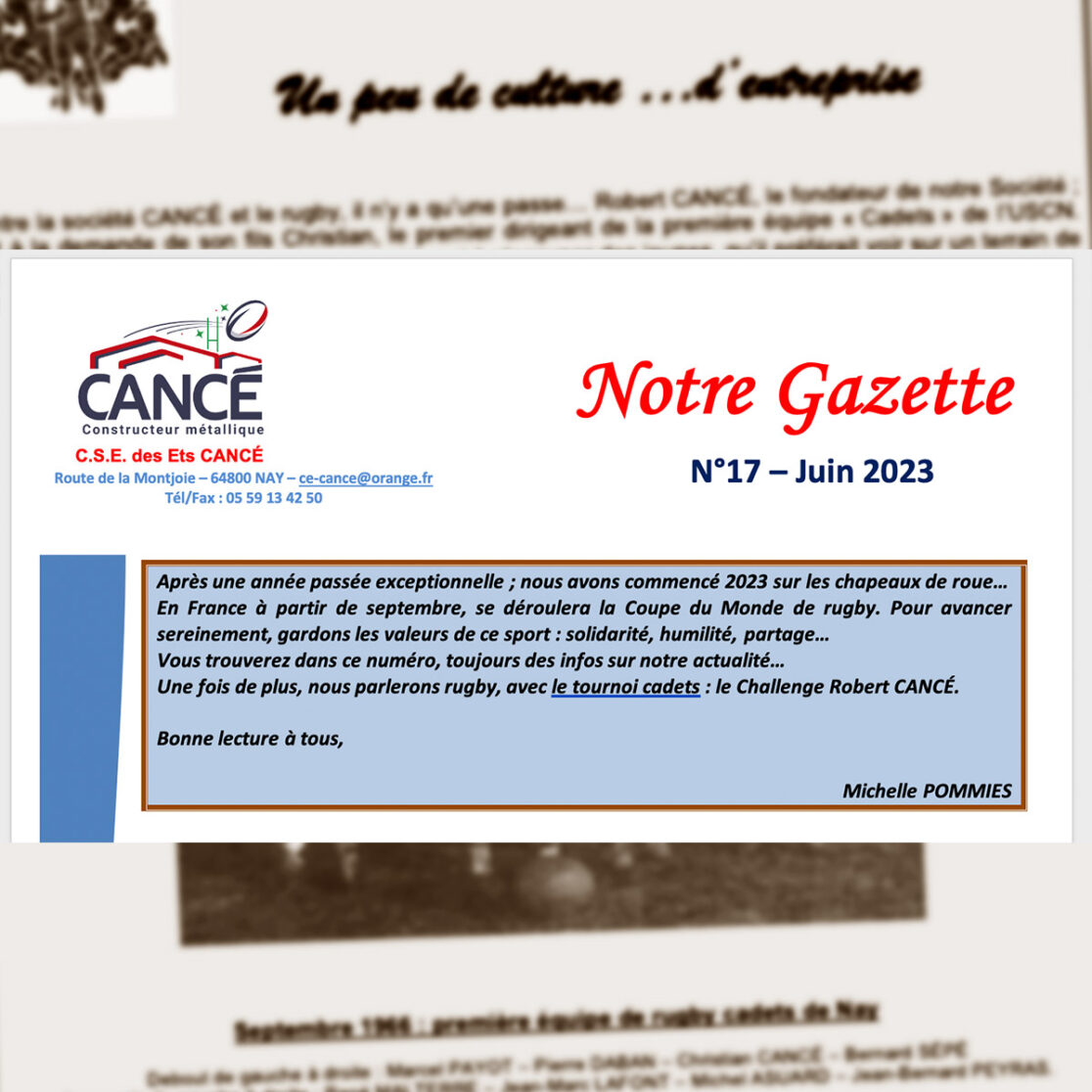 Tournoi international Cadets 2023 - CANCÉ, le rugby et la mémoire d’un ...